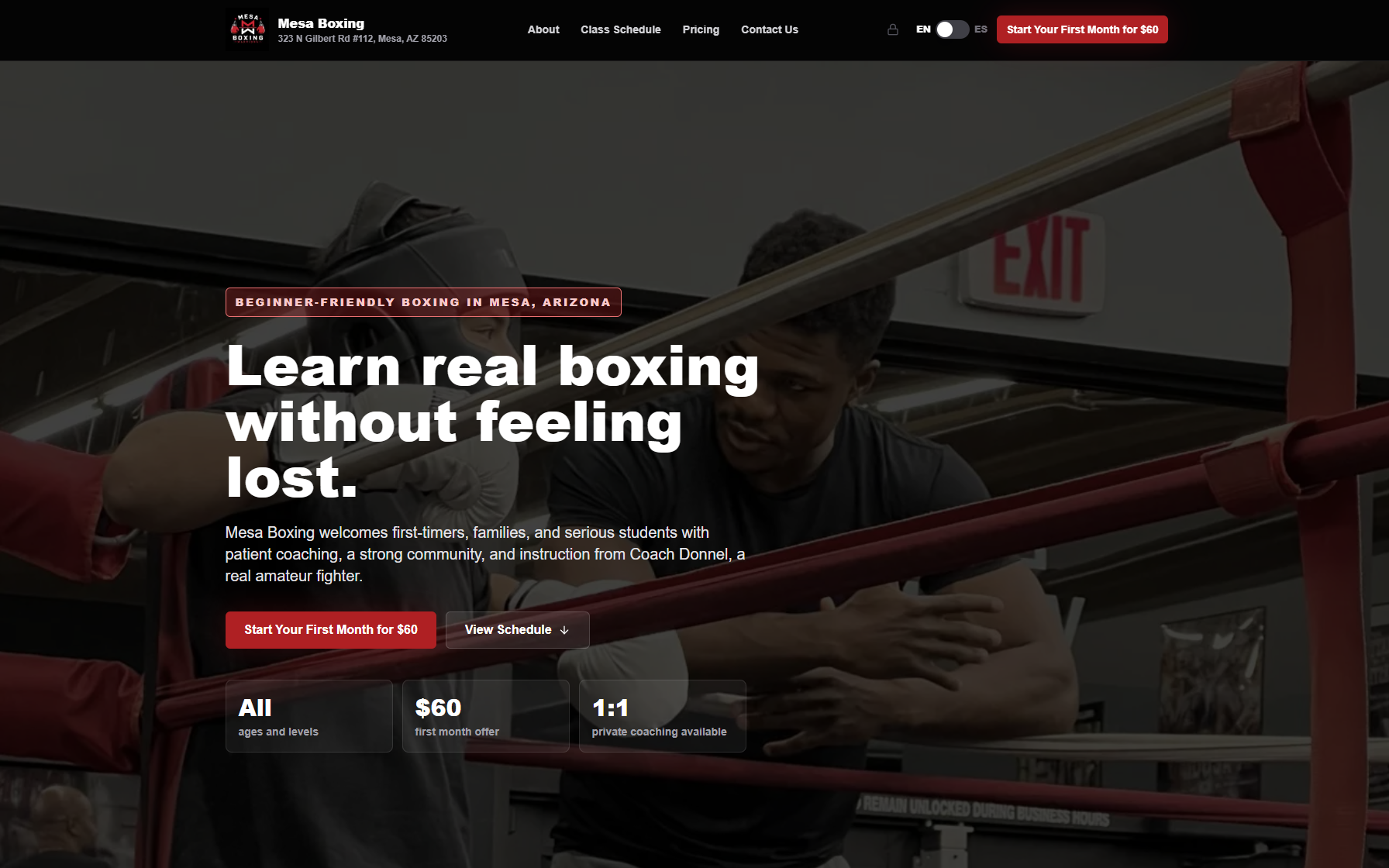 Mesa Boxing website